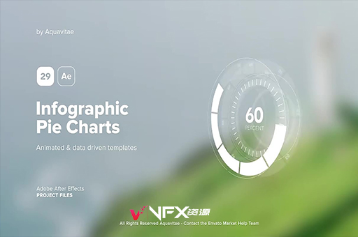 AE模板-29种信息数据饼图进度读取图表动画 Infographic Pie ChartsAE模板