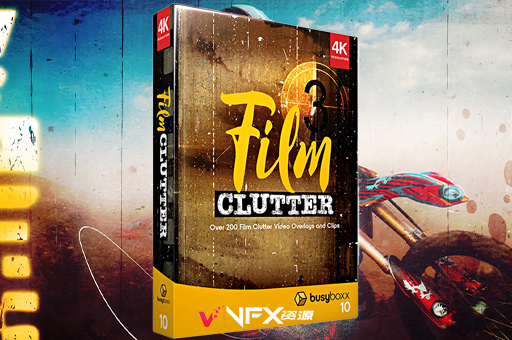 4K视频素材-209个复古怀旧老电影胶片灼烧刮痕污渍噪波动画 BusyBoxx V10 Film Clutter视频素材