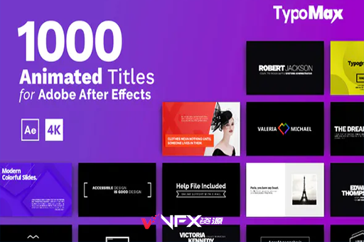 AE模板-1000种企业文字标题字幕包装排版动画TypoMax – 1000 Animated Titles for After EffectsAE模板