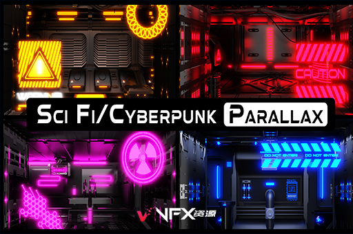 Blender插件-科幻赛博朋克室内场景模型预设 Sci Fi – Cyberpunk Parallax Rooms – One Click Interiors – KpackBlender插件