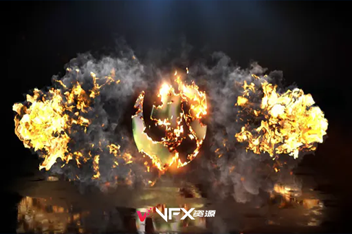 PR模板-逼真火焰燃烧揭幕LOGO标志动画 Fire Vortex Trail logo RevealPR模板