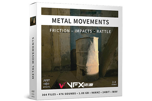 364个金属刮擦铁桶撞击吱吱嘎嘎声音效素材-Just Sound Effects Metal Movements音效素材