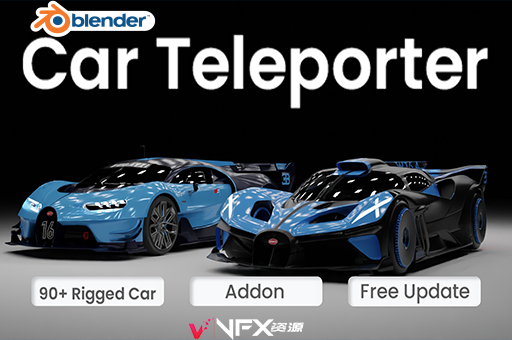 Blender插件-三维汽车模型预设 Car Teleporter V1.0.8.2Blender插件