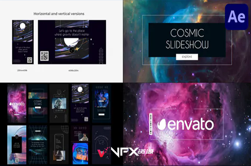 AE模板-图形遮罩介绍幻灯片 Cosmic Slideshow for After EffectsAE模板