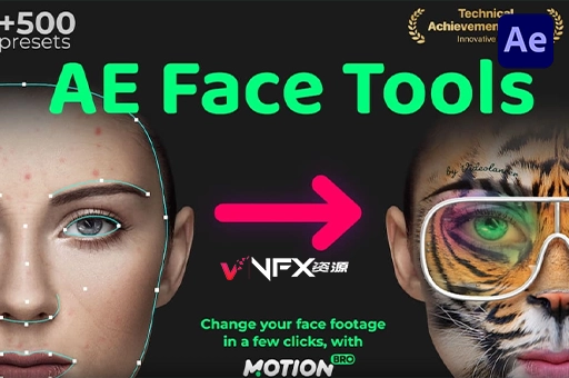 AE脚本-人脸面部跟踪合成换脸美容滤镜特效插件预设 AE Face Tools V5.2 + 使用教程AE脚本