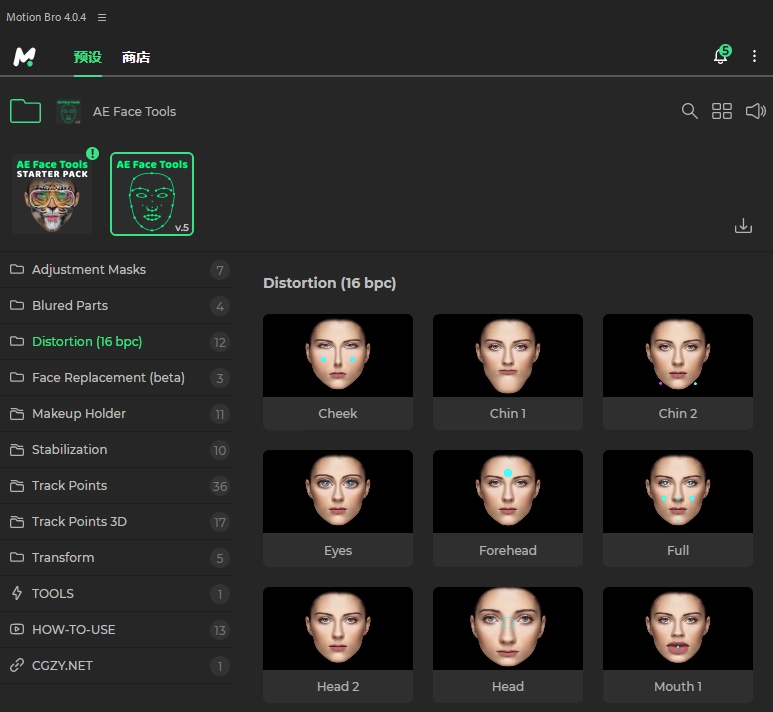 AE脚本-人脸面部跟踪合成换脸美容滤镜特效插件预设 AE Face Tools V5.2 + 使用教程AE脚本