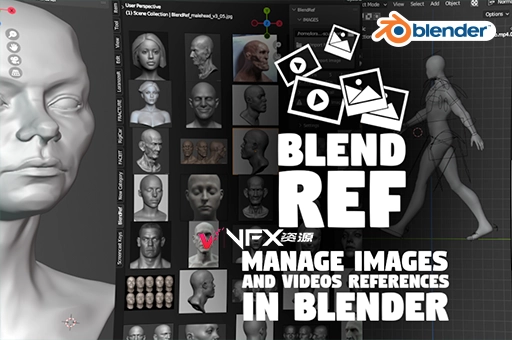 Blender插件-建模图片视频管理工具 Blendref V1.1Blender插件