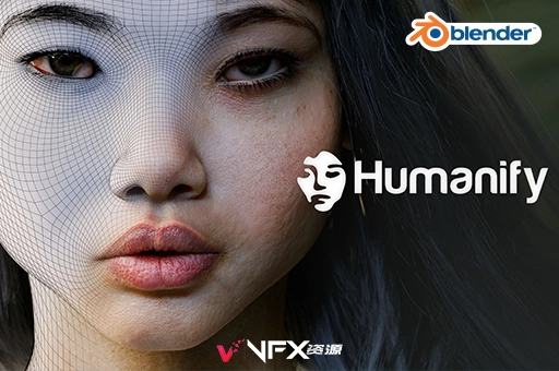 Blender插件-一键生成真实人体面部身体手脚皮肤着色器插件预设 Humanify V1.0 + 视频教程Blender插件