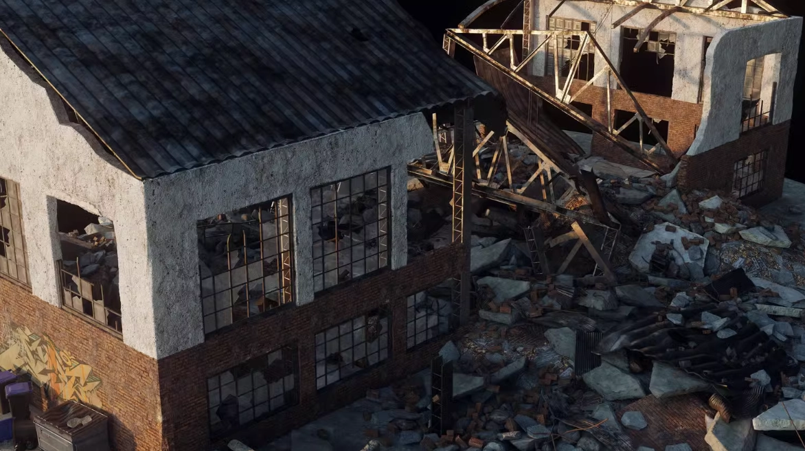 3D模型-二战遗迹飞机残骸楼房建筑倒塌废墟灾难场景模型 KitBash3D – Wreckage （Blender/UE格式）3D模型、素材