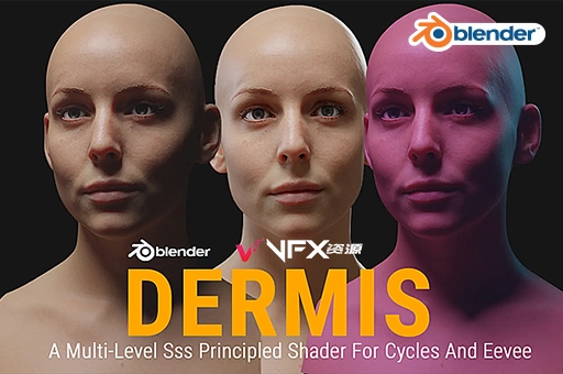 Blender预设-皮肤着色器插件 Dermis Shader v1.1 – A Multi-Level Sss Principled Shader For CyclesBlender预设、预设