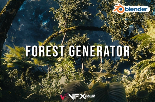 Blender预设-程序森林丛林竹林雪林植物资产库 Forest Generator | Photorealistic Close-Up Ready Forests + 使用教程Blender预设、预设