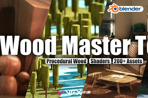 Blender预设-木材材质纹理资产库 Wood Master Tools V1.0Blender预设、预设