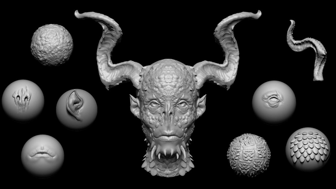 Blender插件-100个地狱怪物角色笔刷资产 Creature Brush Mega PackBlender插件