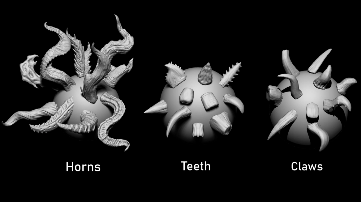 Blender插件-100个地狱怪物角色笔刷资产 Creature Brush Mega PackBlender插件